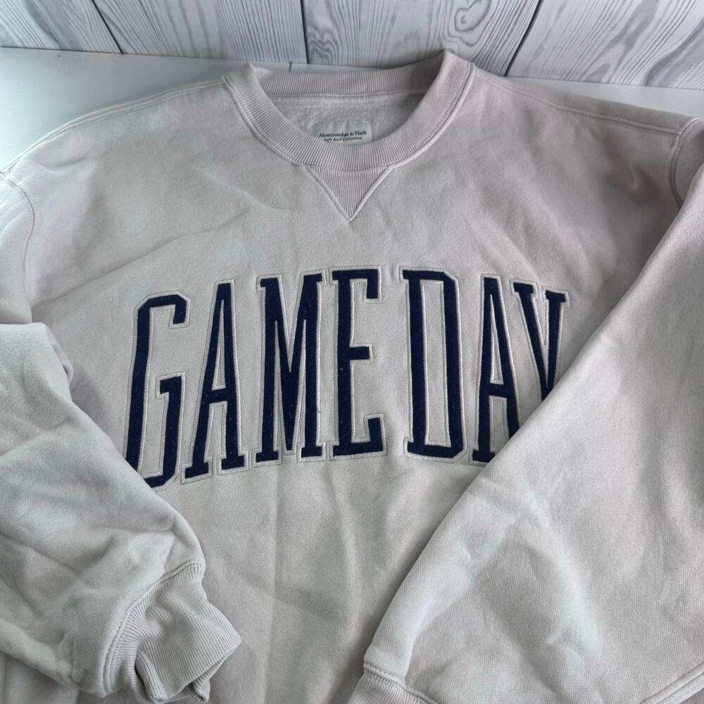 Abercrombie and Fitch Game Day Crewneck Gray Medium Soft Collection Oversize